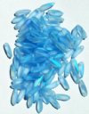 100 3x11mm Matte Transparent Light Sapphire AB Dagger Beads